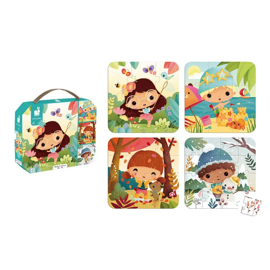Janod Puzzles Évolutifs 4 Saisons - 4 puzzles* Puzzles Fabriqués En France|Puzzles 20 À 49 Pièces