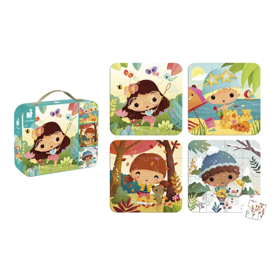 Janod Puzzles évolutifs Les 4 Saisons - 4 puzzles* Puzzles 20 À 49 Pièces