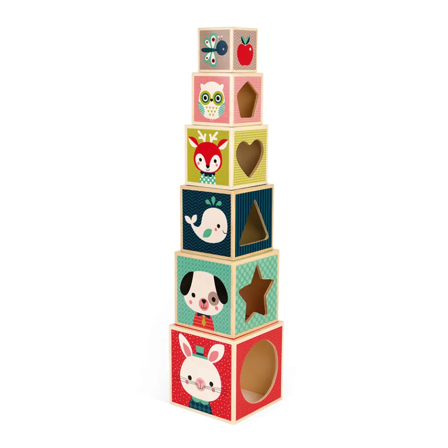 Janod Pyramide 6 cubes Baby Forest (bois)* Cubes & Pyramides
