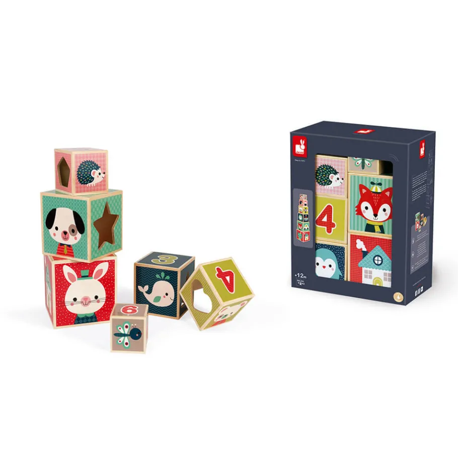 Janod Pyramide 6 cubes Baby Forest (bois)* Cubes & Pyramides