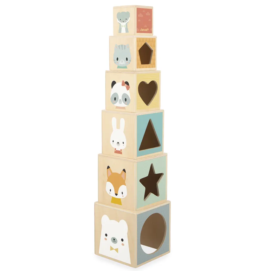 Janod Pyramide 6 cubes Pure* Cubes & Pyramides|Manipulation & Encastrement