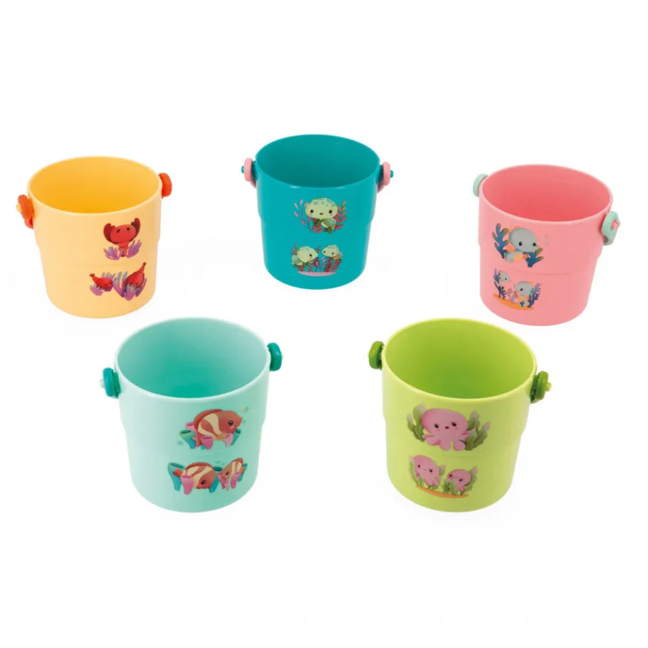 Janod Seaux de Bain Mes Bébé Animaux* Cubes & Seaux De Bain
