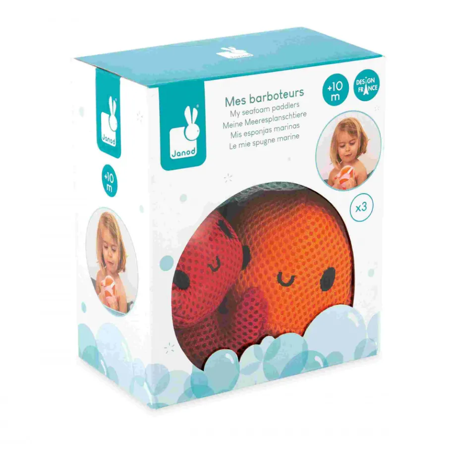 Janod Set de 3 Eponges de Bain Animaux Marins* Gicleurs & Éponges De Bain