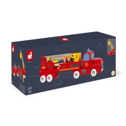 Janod Story - Camion de Pompiers Géant (bois)* Caserne & Véhicules De Pompiers
