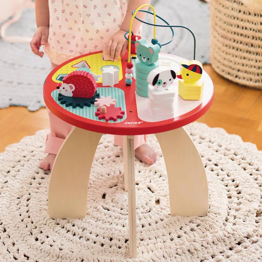 Janod Table d'activités Baby Forest (bois)* Formes & Couleurs|Bouliers, Loopings & Panneaux D'Activités