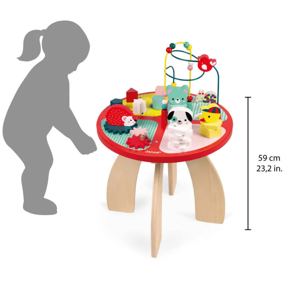 Janod Table d'activités Baby Forest (bois)* Formes & Couleurs|Bouliers, Loopings & Panneaux D'Activités
