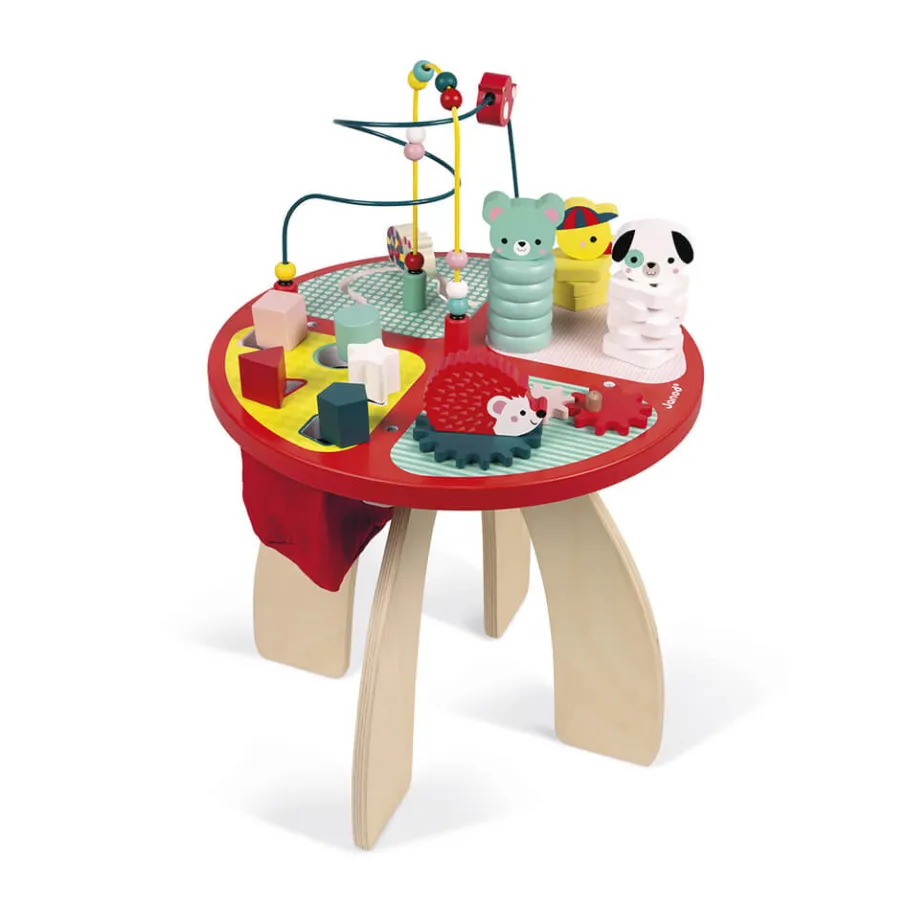 Janod Table d'activités Baby Forest (bois)* Formes & Couleurs|Bouliers, Loopings & Panneaux D'Activités