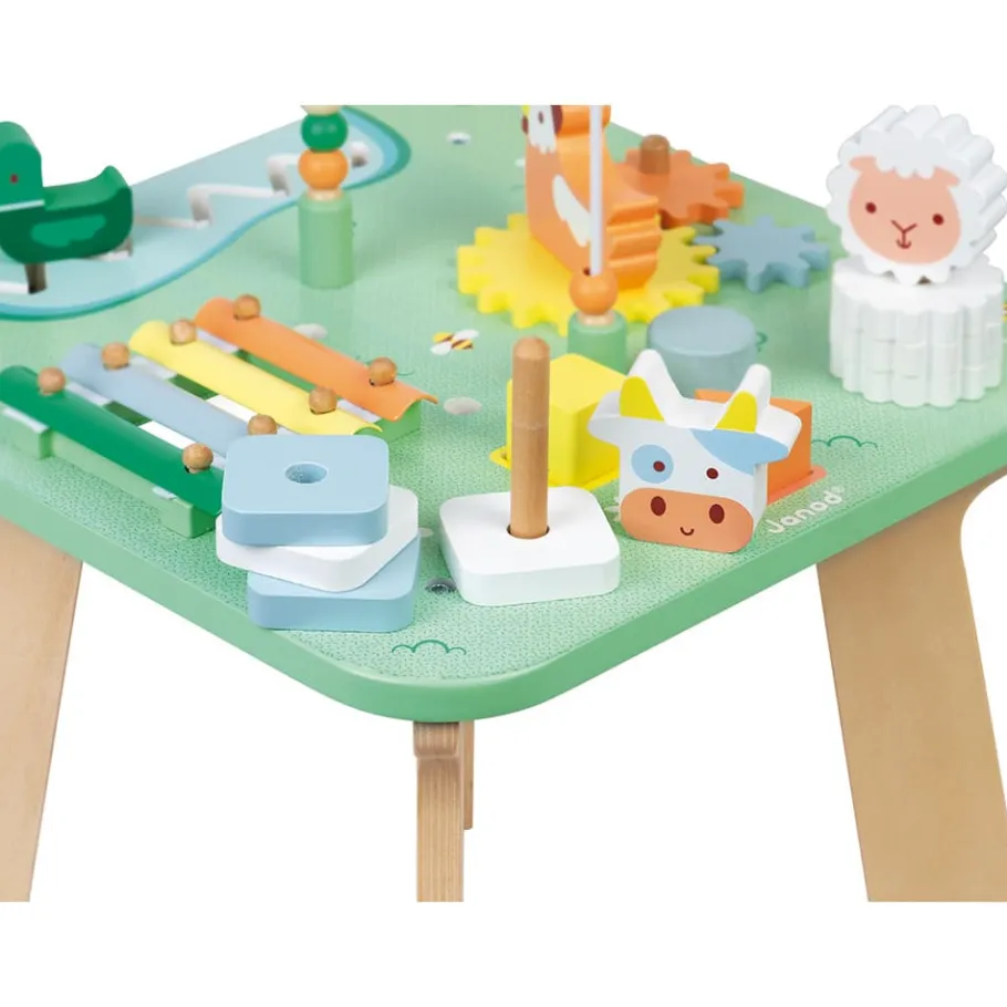 Janod Table d'Activités Jolie Prairie (bois)* Formes & Couleurs|Bouliers, Loopings & Panneaux D'Activités