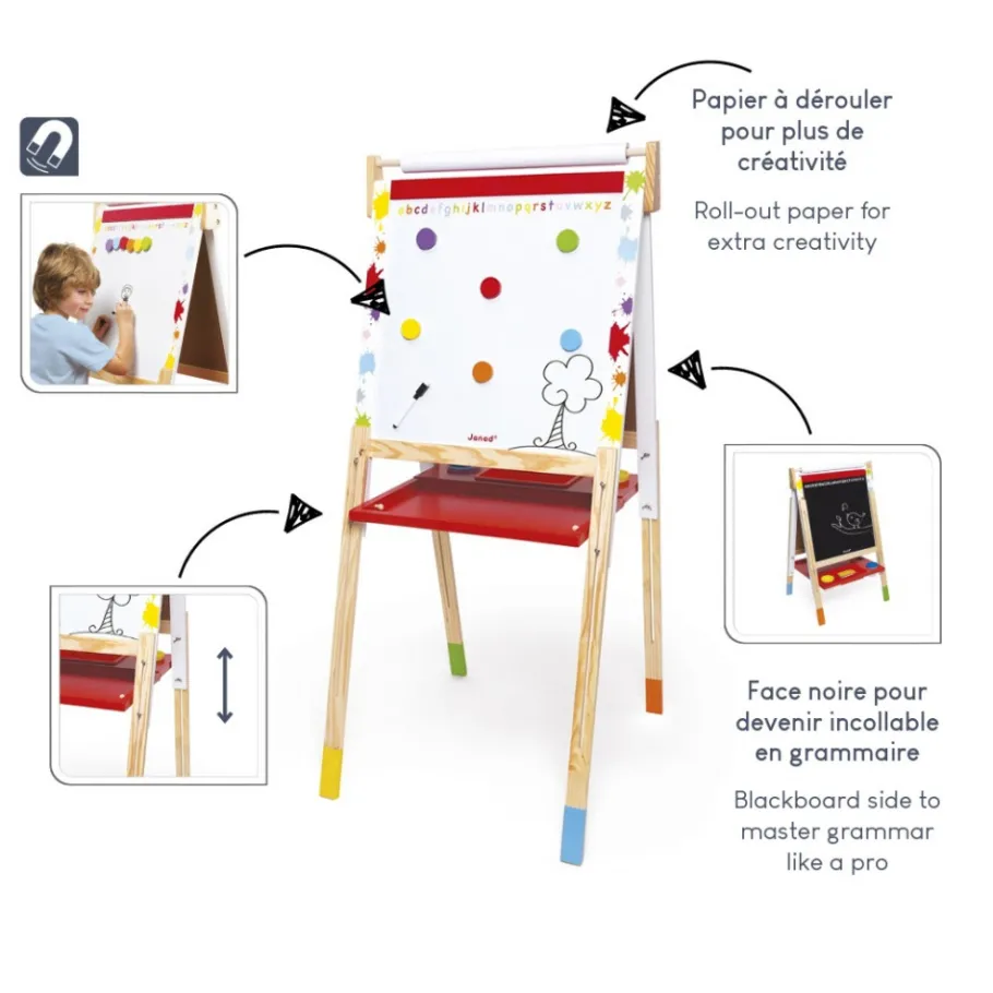 Janod Tableau Réglable Splash (bois)* Tableaux, Ardoises & Magnets|Jeux Éducatifs Primaire