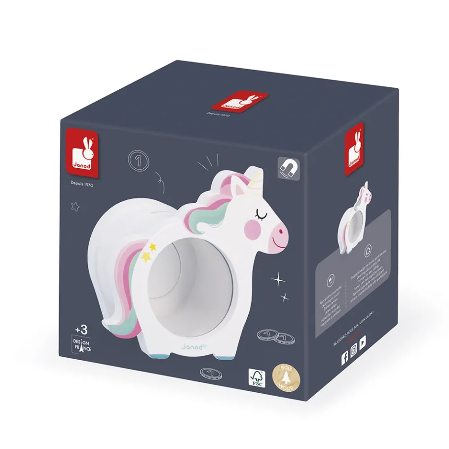Janod Tirelire Licorne en bois* Tapis & Déco