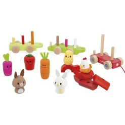 Janod Train à Tirer Ferme* Tracteurs & Animaux De La Ferme|Jouets À Promener & À Pousser