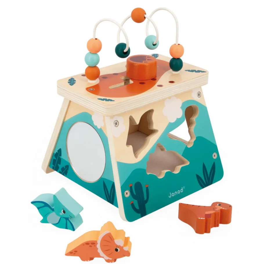 Janod Volcan Multi-activités Dino* Bouliers, Loopings & Panneaux D'Activités|Cubes & Pyramides