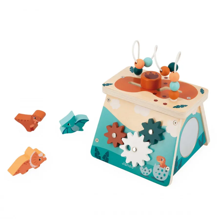Janod Volcan Multi-activités Dino* Bouliers, Loopings & Panneaux D'Activités|Cubes & Pyramides