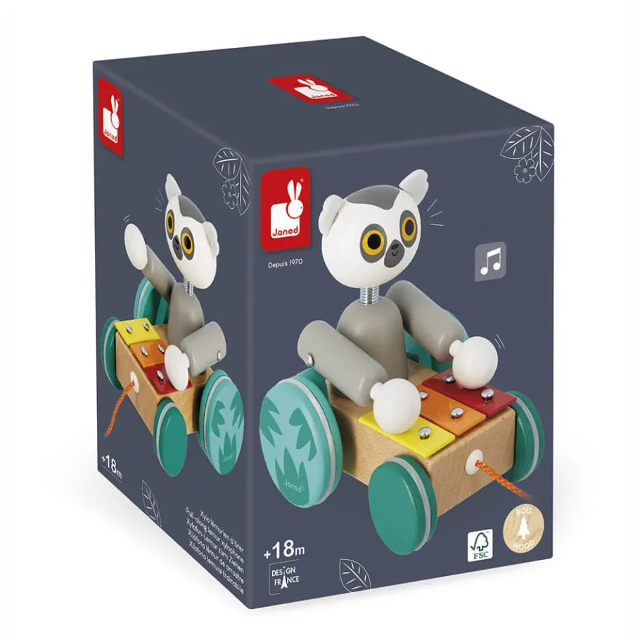 Janod Xylo Lémurien à Tirer Tropik* Manipulation & Encastrement|Jouets À Promener & À Pousser